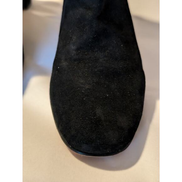 J. Crew Black Suede Round Toe High Ankle Back Zip Chunky Heel Boot Womens Sz 9 - Picture 4 of 12